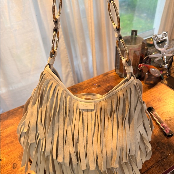 Yves Saint Laurent Sued WHITE FRINGE shoulder bag! - Picture 14 of 14